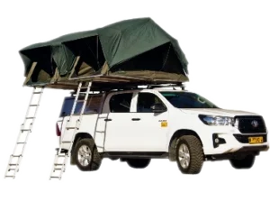 Toyota Hilux Camping Rental for a group adventure in Namibia, spacious and equipped for four explorers.