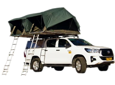 Toyota Hilux Camping Rental for a group adventure in Namibia, spacious and equipped for four explorers.